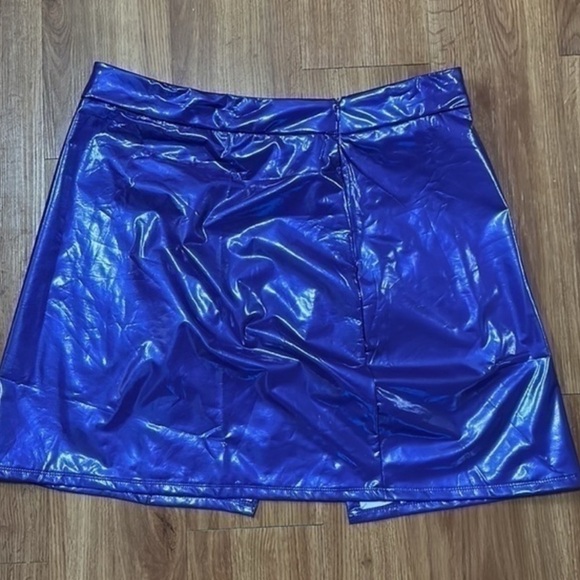 SHEIN latex look Drag Sissy Cross dresser Sexy Wet Look Mini Skirt Size XL NWOT - Picture 4 of 6